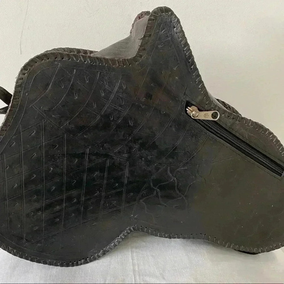 Handmade  unisex black brown leather backpack main image 4